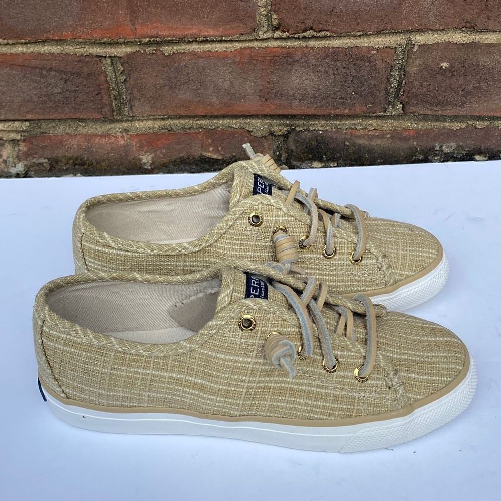 Sperry Top Sider Seacoast Sparkle Gold Canvas Sneaker Size 5 NEW